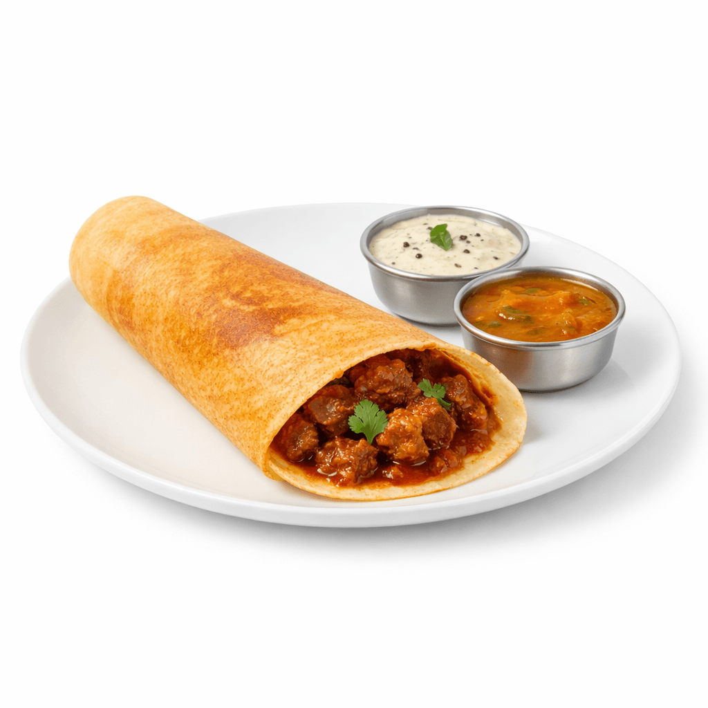 Goat Vindaloo Dosa