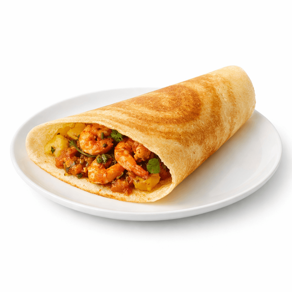 Shrimp Masala Dosa