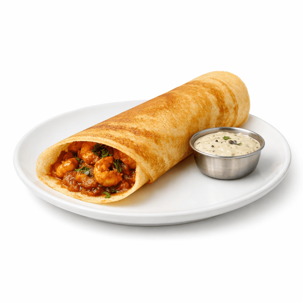 Shrimp Vindaloo Dosa